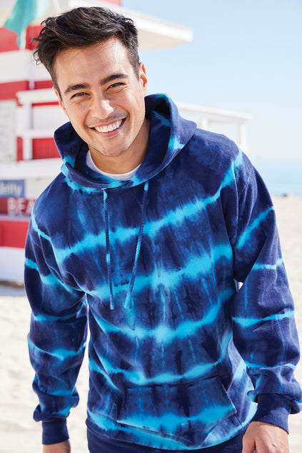 Embroidered Port & Co™ Allover Stripe Tie-Dye Fleece