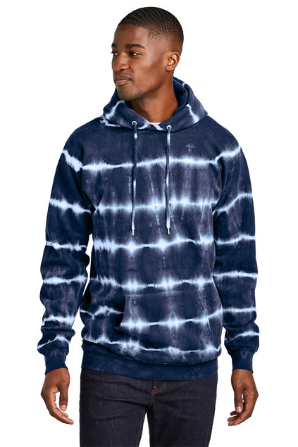 Embroidered Port & Co™ Allover Stripe Tie-Dye Fleece