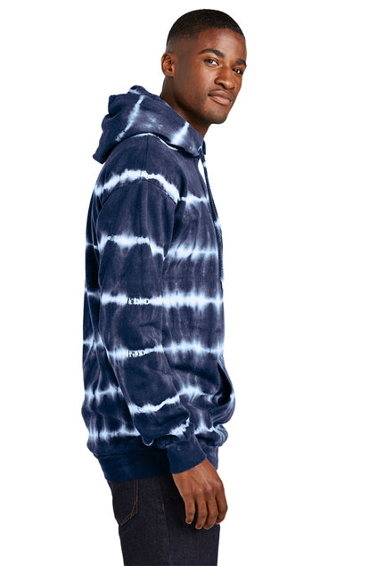 Embroidered Port & Co™ Allover Stripe Tie-Dye Fleece